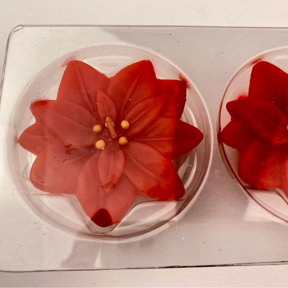 AVON 1983 Christmas Poinsettia Floating Candles Set of 2 Fragrant Seasons NOS - Picture 5 of 8
